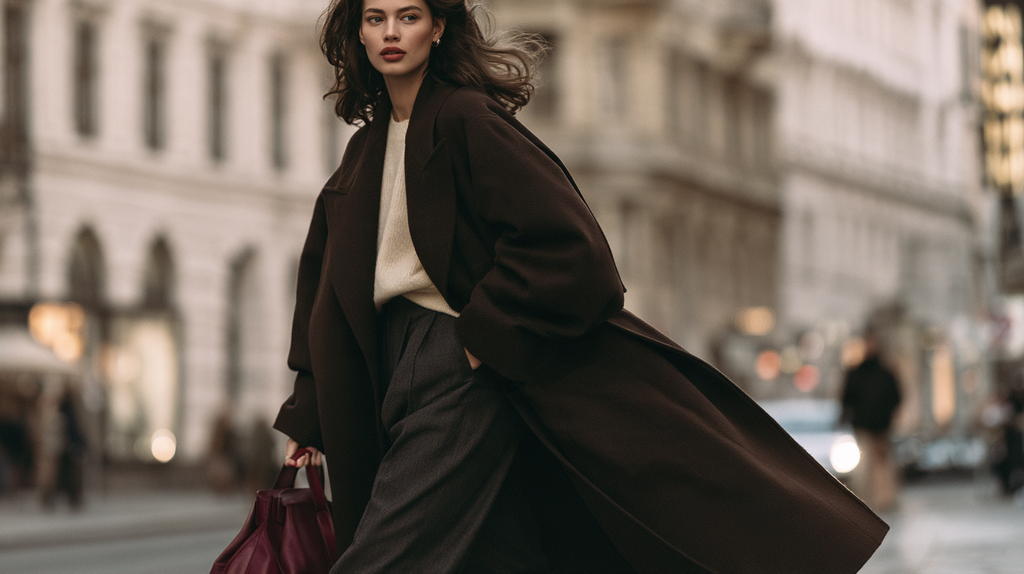 Chocolate brown statement coat for Fall 2026